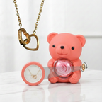 Medvídek s věčnou růží a náhrdelník s vlastními jmény