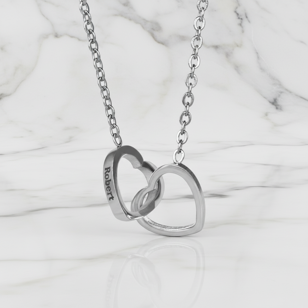 Dárková krabička s věčnou růží a náhrdelník s vlastními jmény