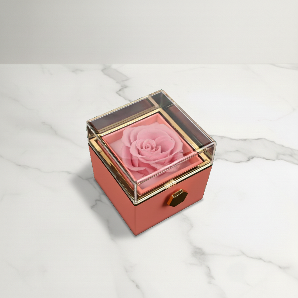 Dárková krabička s věčnou růží a náhrdelník s vlastními jmény