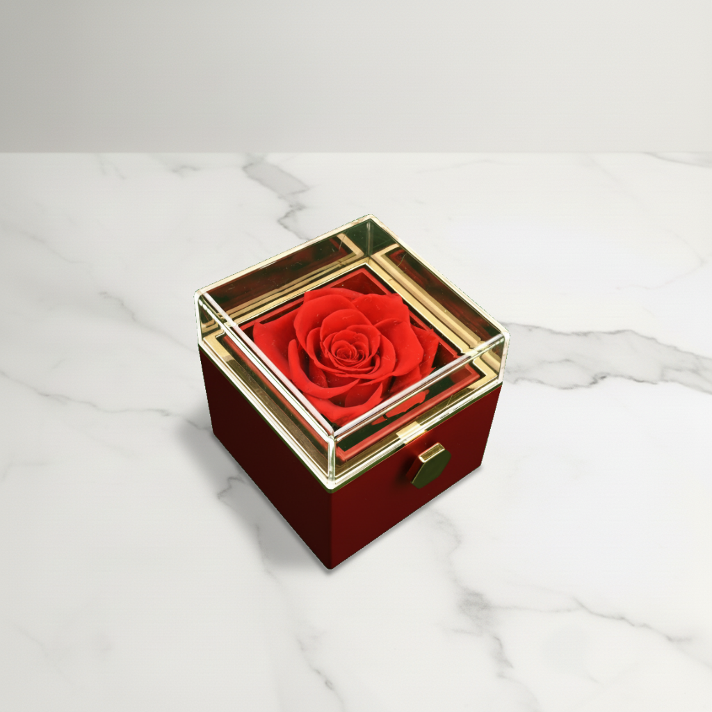 Dárková krabička s věčnou růží a náhrdelník s vlastními jmény